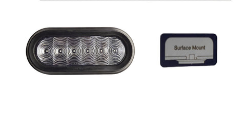 6" Oval Reverse 6 LED White Surface Mount Clear Lens Tri-Pole T66-WCST-1 ***