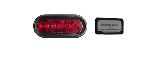 6" Oval 6 LED STT Grommet Mount Red Lens Tri-Pole T66-RR0T-1 ***