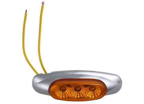 Miro-Flex LED Clearance Side Maker Light w/ Chrome Bezel - Submersible - 3 Diodes - Amber Lens