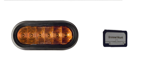 6" Oval 6 LED Turn Dual Intensity Grommet Mount Amber Lens Tri-Pole T66-AA0T-1 ***
