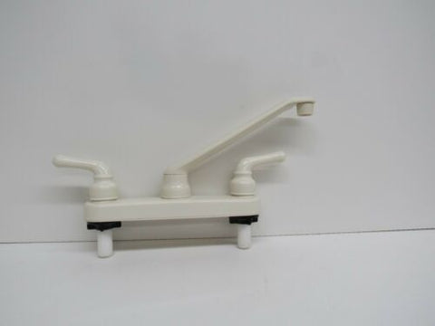 Eggshell White Plastic Stem Kitchen Faucet with Teacup Handles