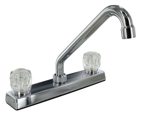 8" 2-Handle Hi Rise Tubular Spout W/Clear Acrylic Knob Handles Chrome (PF211325)