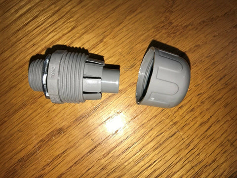 1/2" Gray Nylon Straight Liquidtight Connector