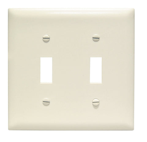 Pass & Seymour TP2-LA 2Gang Wall Plate, Toggle Switch, Nylon, Standard - Light Almond