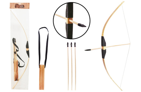 Wooden Bow and Arrow w/ Quiver 31.5" ( Soft Tip)