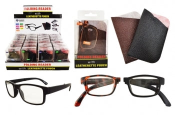 Folding Reading Glasses with Leatherette Pouch