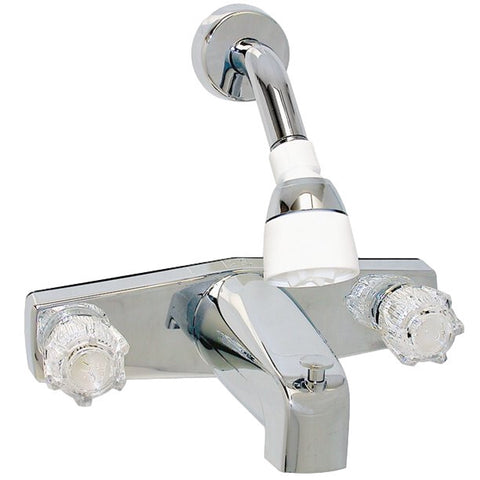 Plastic Two-Handle 8" Tub/Shower Diverter Faucet with Shower Head Kit - Chrome (PF214349)