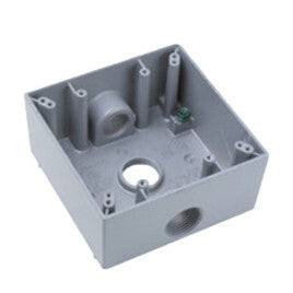 Weather Proof Box 2 Gang Five Hole 3/4" Gray (WPB332)