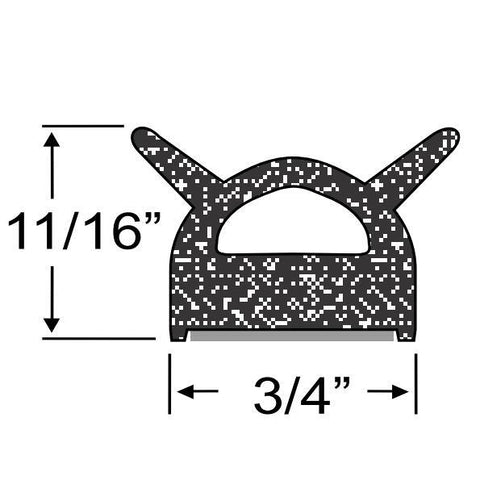 Peel N Stick Large Hollow Half Round W/Ears Black 35'L (99-4446-283)