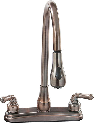 Empire Brass RV Kitchen Faucet W/Gooseneck Pull Down Sprayer Teacup Handles Oil Rub Bronze (U-YOB2000OB)