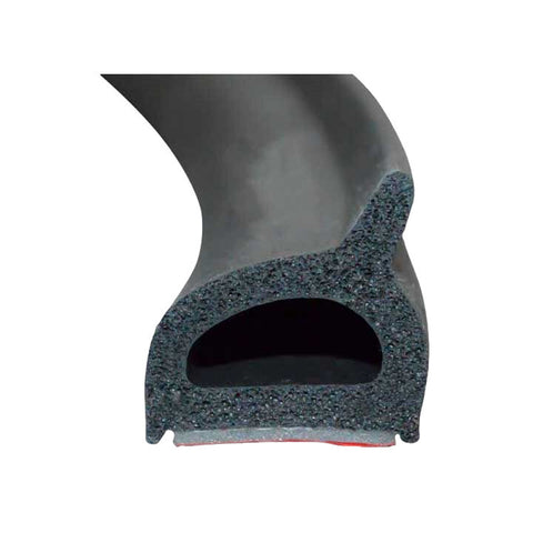 Peel N Stick 3/4" Hollow Half Round W/Single Tab Rubber Seal Black 15' L (99-4263-283)