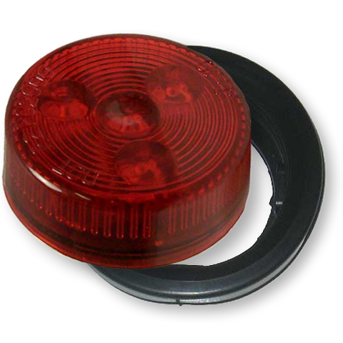 LED Trailer Light 2" Round Red/Red w/Grommet & Wire (J-15-RK)