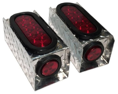 6" Oval Light Box Diamond Plate Aluminum - Kit