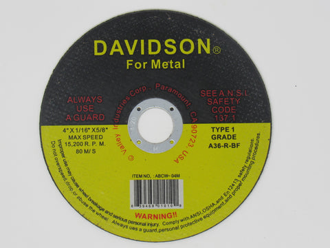 Davidson 4"x 1/16"x5/8" Cut Off Wheel