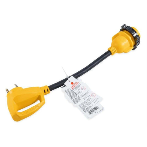 PowerGrip 18" Dogbone Adapter | 30 Amp Male to 30 Amp Female | 90° Locking Connector | 55512