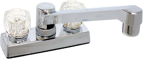 4" Hi-Rise Kitchen Ledge Mount  Chrome Faucet W/Clear Knobs (PF211305)