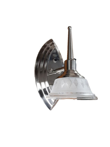 Indoor RV Wall Sconce White Glass Satin Nickle Base