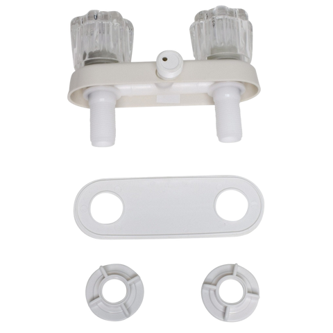4" Exterior Shower Valve White W/Clear Acrylic Knob Handles (PF223242)