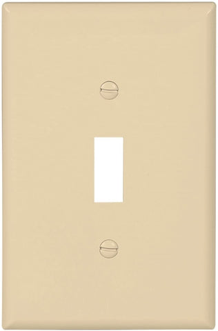 4 Pack - EATON Wiring PJ1V Mid-Size Polycarbonate 1-Gang Toggle Switch Wall plate, Ivory