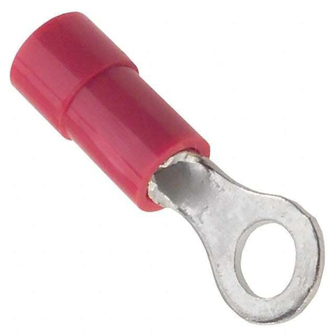 Red Ring Terminal Connector 1/4 Stud Circular 18-22 AWG Crimp-