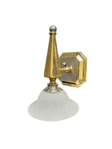 Indoor RV Wall Sconce  Large White Frosted Gold Square Base