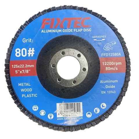 Flap Disc Aluminum Oxide Grit P80 for Stainless Steel and Metal Reinforced Bond Material (FFD12580A)