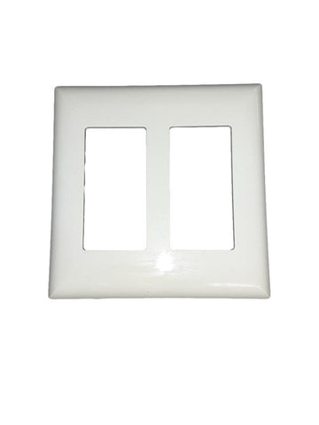 2-Gang Decora Plus Wall plate Screwless Snap-On Mount, White 4.5"x4.5"