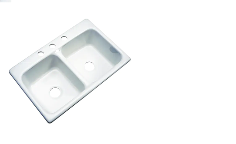 Scratch and Dent  33 x 19 x 6 kitchen sink white 3 hole