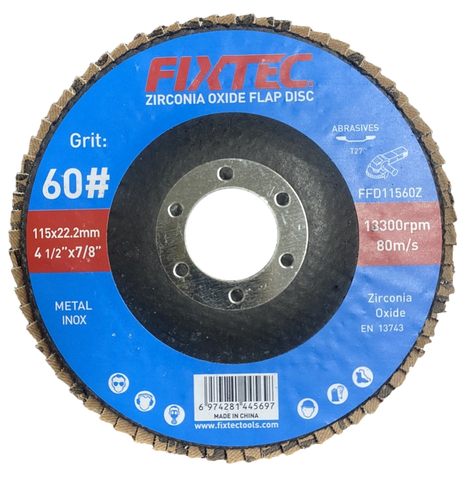 High Quality Zirconia Oxide Abrasive Flap Disc 4.5" P60 Grinding Wheel Disc for Grinding Weld (FFD11560Z)