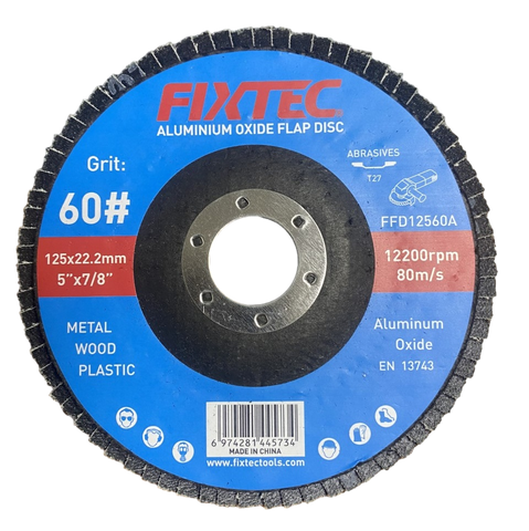 Flap Disc Aluminum Oxide Grit P60 for Stainless Steel and Metal Reinforced Bond Material (FFD12560A)