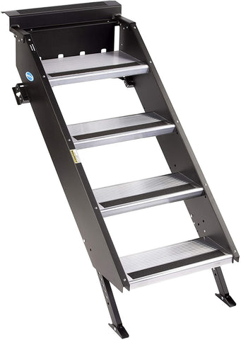 Morryde STP-212 Step Above-Gen2, 4 Step Entry Step, Manual, 8" Rise Fits Inner Door Flange Width Of 23.75-26.25"