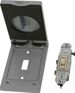 Weatherproof Electrical Outlet Box Cover & Single Pole Switch Kit - Gray
