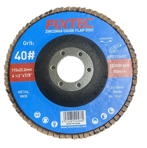 High Quality Zirconia Oxide Abrasive Flap Disc 4.5" P40 Grinding Wheel Disc for Grinding Weld (FFD11540Z)