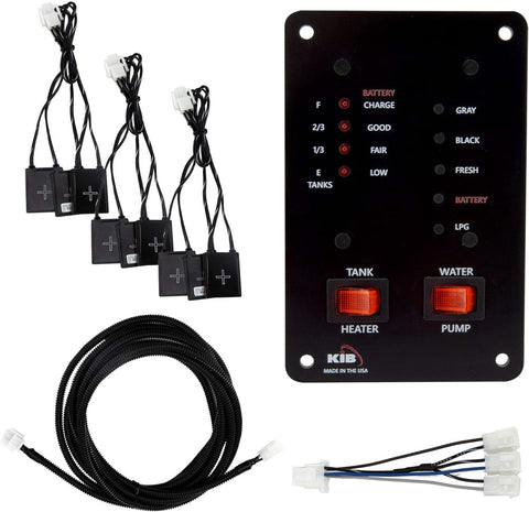 RV Tank Sensor Monitor Panel Kit W/Probeless Adhesive Sensors Black M2401 - Kit