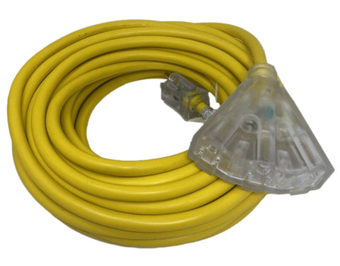 (06-PT661250T) Outdoor Triple Tap Extension Cord with Indicator Light 50' 12/3 AWG