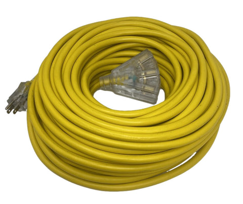 (06-PT6612100T) Outdoor Triple Tap Extension Cord with Indicator Light 100' 12/3 AWG