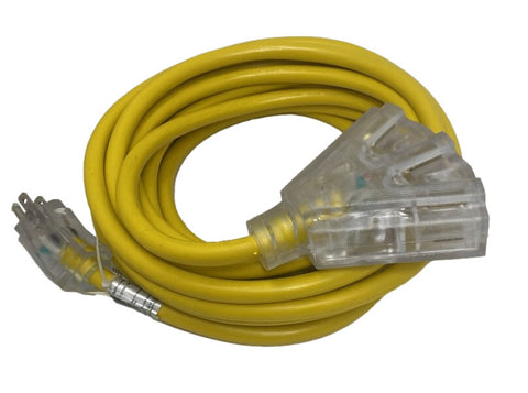 (06-PT661225T) Outdoor Triple Tap Extension Cord with Indicator Light 25' 12/3 AWG