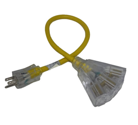 (06-PT661202T) Outdoor Triple Tap Extension Cord with Indicator Light 2' 12/3 AWG