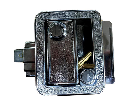 RV Trailer Entry Door Paddle Latch Lock- Textured Chrome