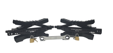 Metal Wheel Chock 2 Pack Black, with a Wrench & Padlocks ( 10732-B2 )