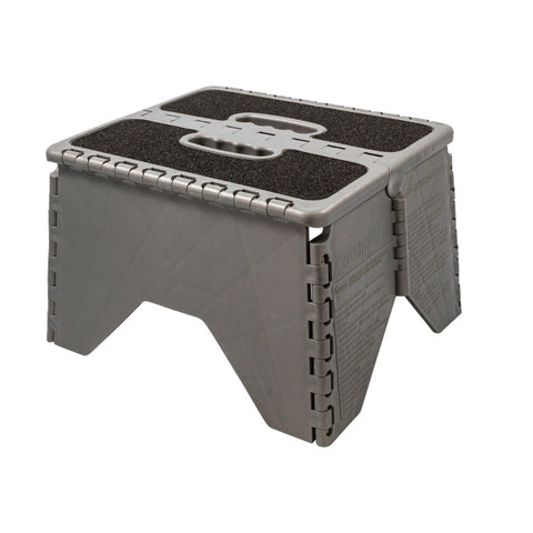 Foldable Silver Plastic Step Stool with Non-Skid Surface (E/F) (43635)