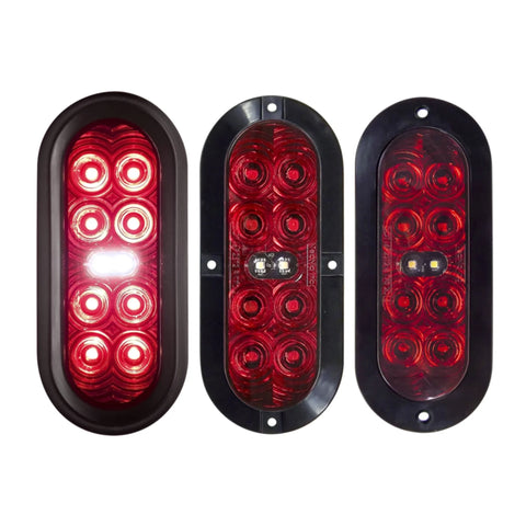 6" Oval Stop Tail Turn Reverse Surface Red Lens Pigtail Connectors - T70-RWSP-1 ***