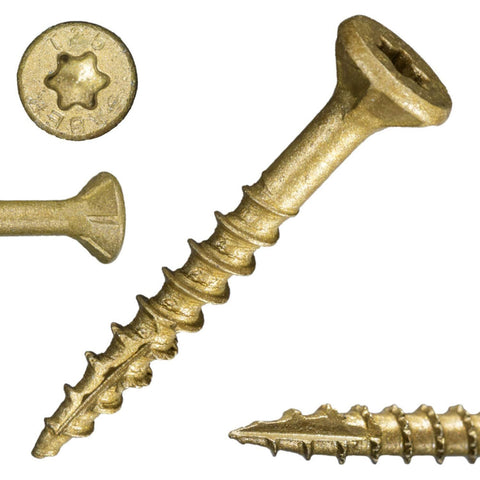 #9 x 1-1/2" SaberDrive Tan XL1500 Coating Multi-Purpose Deck Screws 5 LB (Includes Star-Drive Bit) (50750)