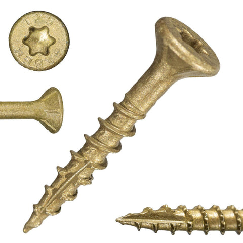 #9 x 1-1/4" SaberDrive Tan XL1500 Coating Multi-Purpose Deck Screws 5 LB (Includes Star-Drive Bit) (50749)