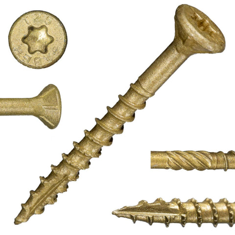#9 x 1-3/4" SaberDrive Tan XL1500 Coating Multi-Purpose Deck Screws 5 LB (Includes Star-Drive Bit) (50751)