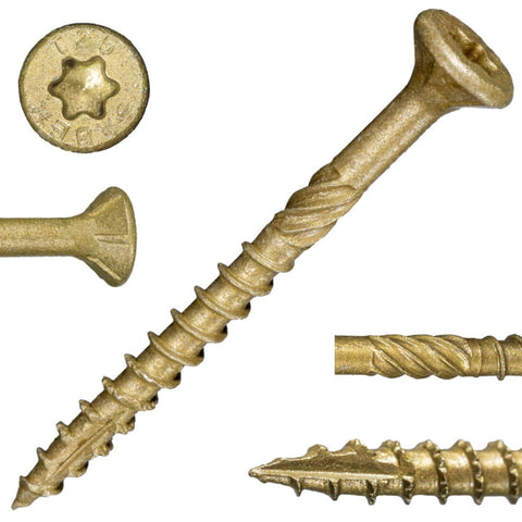 #9 x 2" SaberDrive Tan XL1500 Coating EXTERIOR Deck Screws 1 LB (Includes Star-Drive Bit) (50743)