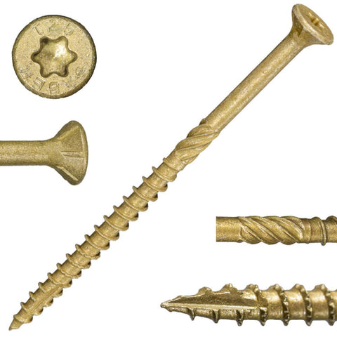#10 x 3-1/2" SaberDrive Tan XL1500 Coating EXTERIOR Deck Screws 1 LB (Includes Star-Drive Bit) (50747)