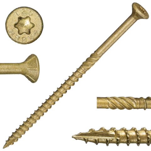 #10 x 4" SaberDrive Tan XL1500 Coating Multi-Purpose Deck Screws 1 LB (Includes Star-Drive Bit) (50748)