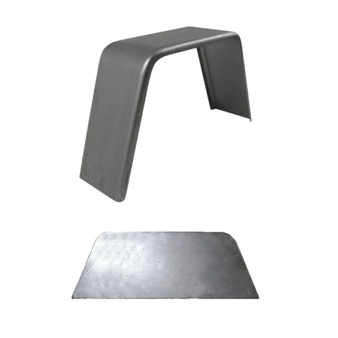 Smooth Steel | Flat Top Fender | 28"L x 8"W x 10"H | for Single Axle Trailer | Single Fender w/Fender Back Kit