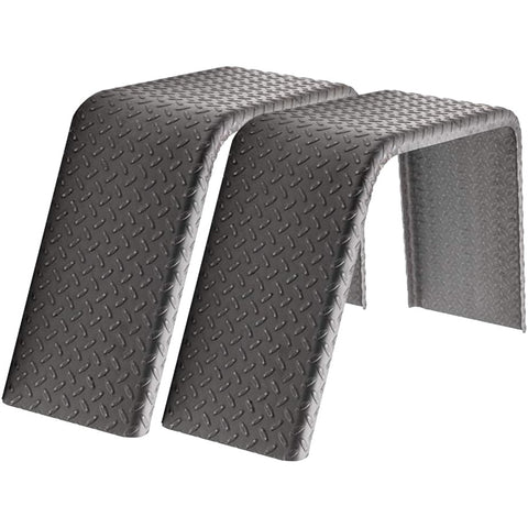 Diamond Plate Steel | Flat Top Fender | 28"L x 8"W x 10"H | for Single Axle Trailer | 2 Pack of Fenders Kit